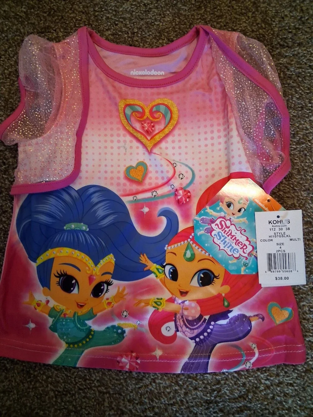 Nickelodeon Shimmer and Shine Glitter Pink Girls 2-Piece Outfit